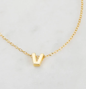 Letter Necklace (gold) - V