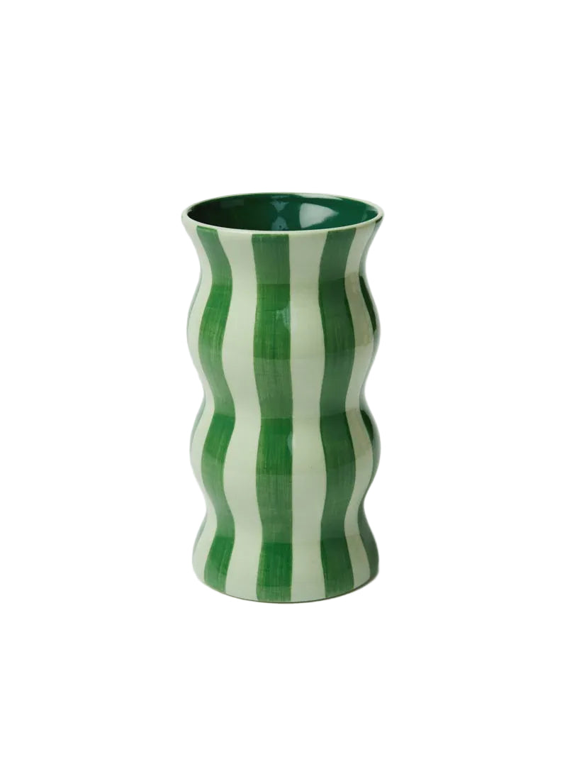 Jones & Co - Palma Vase Tonal Greens Stripe
