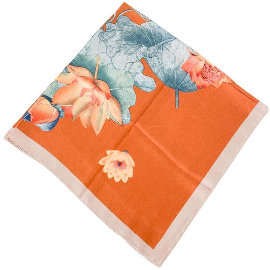 Lotus Square Scarf Orange 90cm