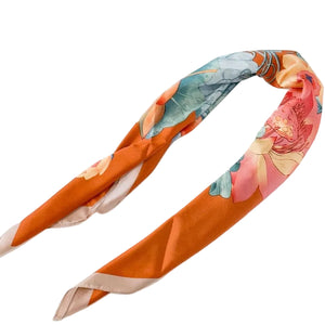 Lotus Square Scarf Orange 90cm