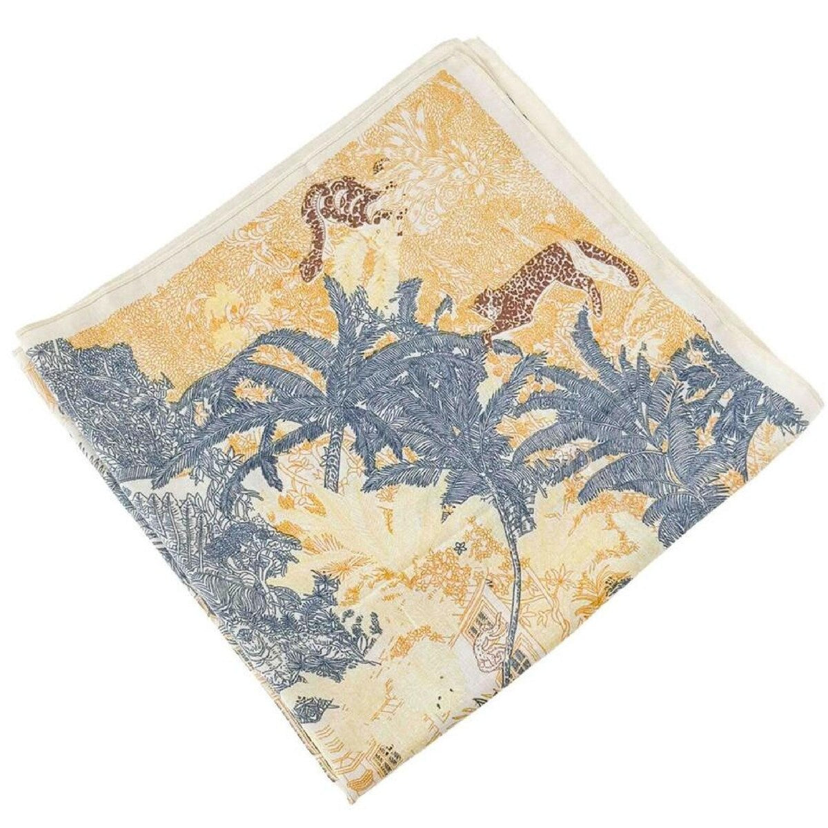 Orient Square Scarf Blue and Yellow 90cm