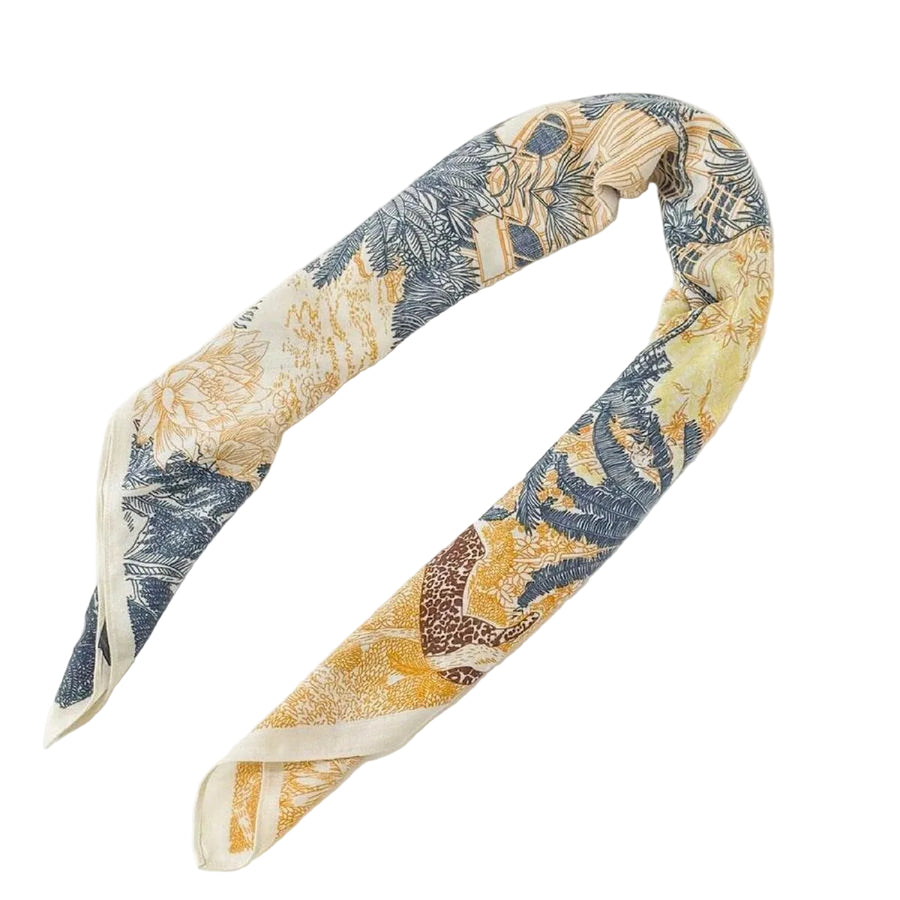 Orient Square Scarf Blue and Yellow 90cm