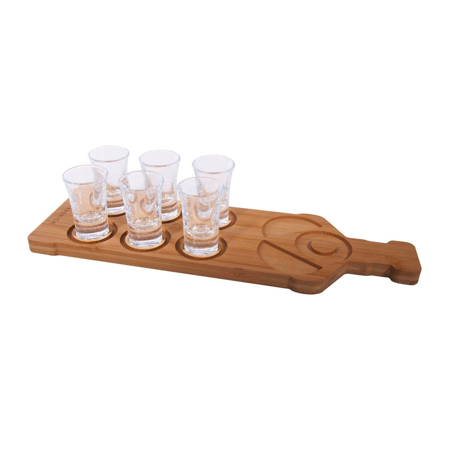 Maverick - Tequila Board and Shot Glass Set Natural Board