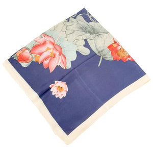Lotus Square Scarf Blue 90cm