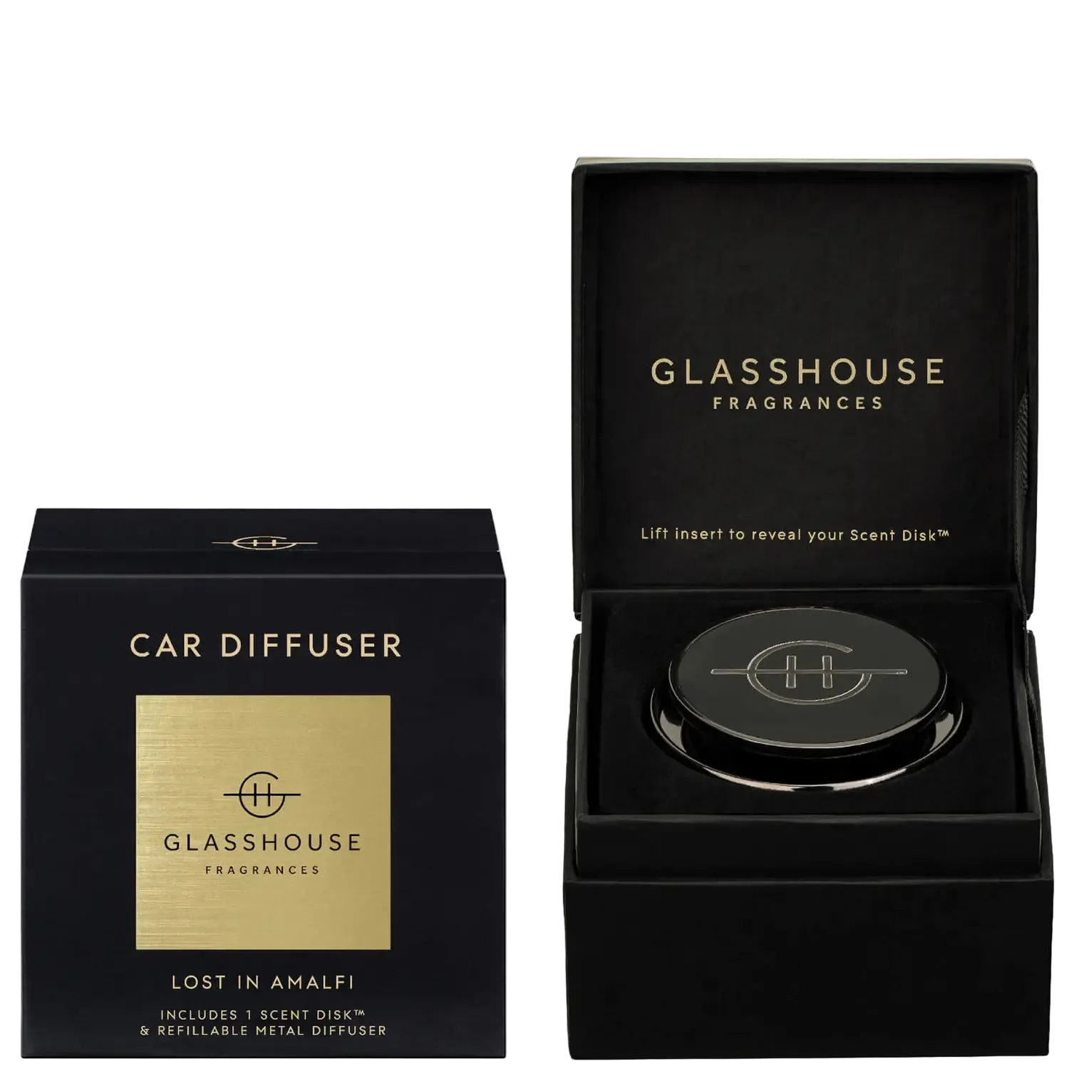GF Black Car Diffuser with 1 replacement - LOST IN AMALFI