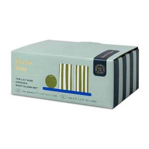 The Lily Mae Ceramic Tequila Shot Glass Set w/ Tray and Shaker - Cobalt + Olive