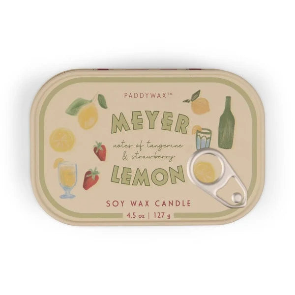 Paddywax - Bistro 4.5oz/127g Lemon Printed Tin Candle - Meyer Lemon