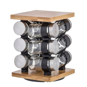 12pc Davis & Waddell Romano Spice Jar Set w/ Storage Rack 21cm Natural/Clear