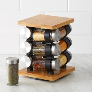 12pc Davis & Waddell Romano Spice Jar Set w/ Storage Rack 21cm Natural/Clear