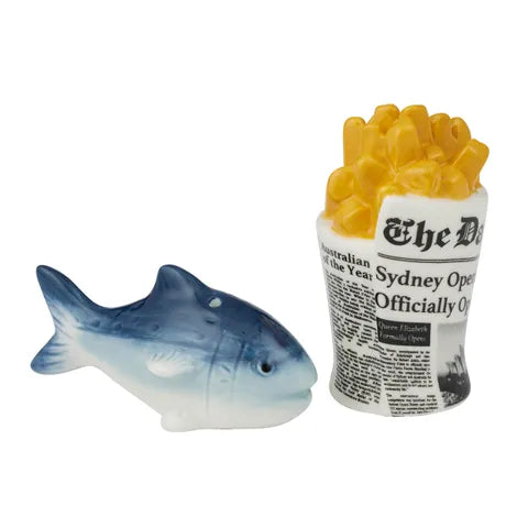 Reggie Fish n Chips 2pc Ceramic Salt & Pepper