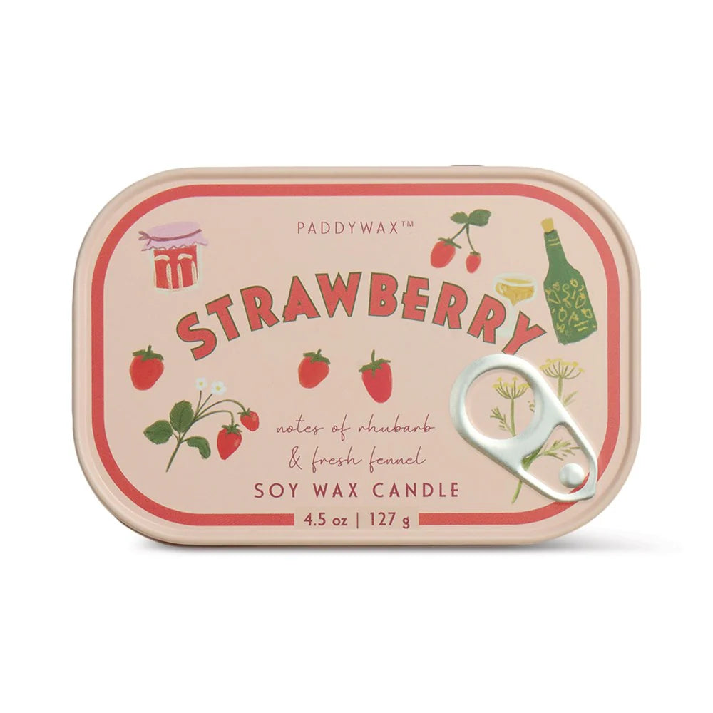 Paddywax - Bistro Printed Tin Soy wax candle -(Strawberry)