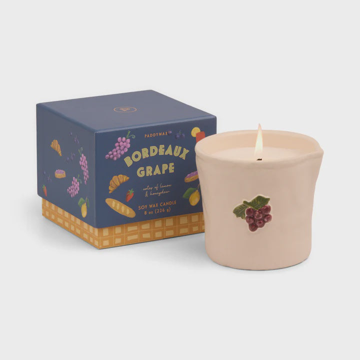 Bistro 8oz/226g Grapes Embossed Ceramic Candle - Bordeaux Grape Boxed