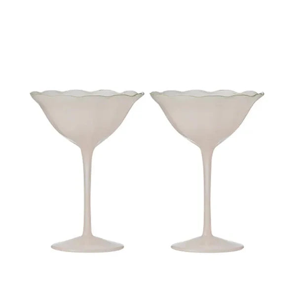 Bella Set of 2 Coupe Glass Pink/Green