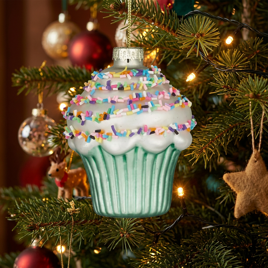 Cupcake Baubles Glass Pink/Green