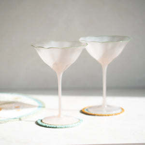 Bella Set of 2 Coupe Glass Pink/Green