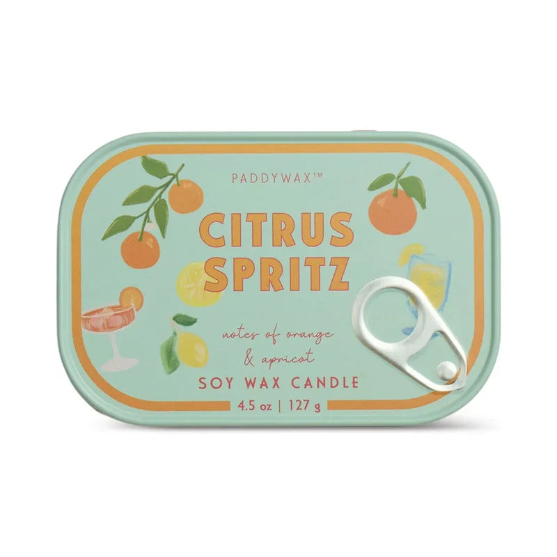 Paddywax - 4.5oz Bistro Printed Tin - Orange Citrus Spritz