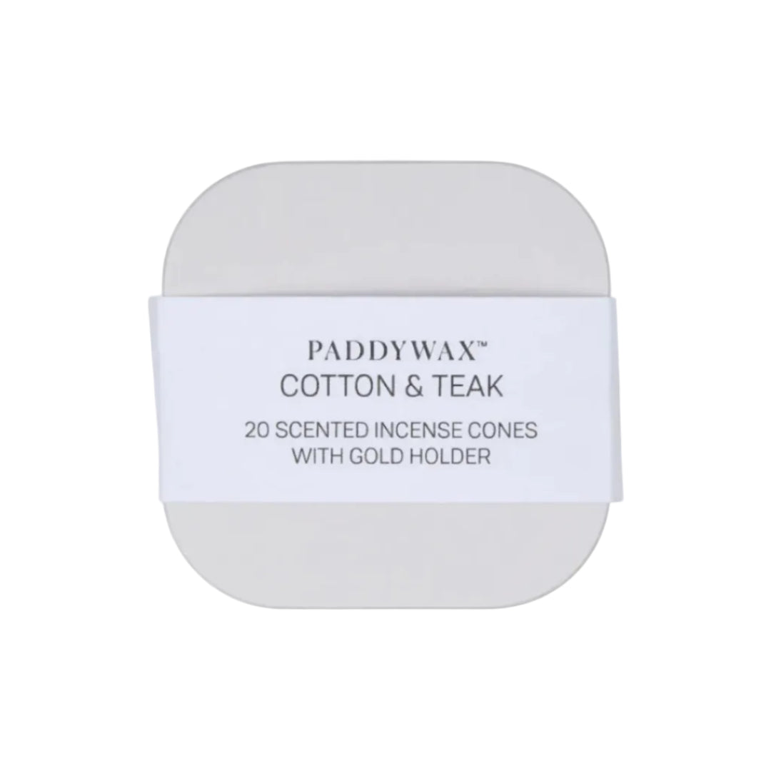 Paddywax - Cream Cubed Metal Tin Incense Refills w/ 20 Incense Cones + Incense Cone Holder
