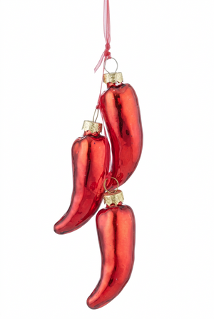 3 Chilli Ornament Glass
