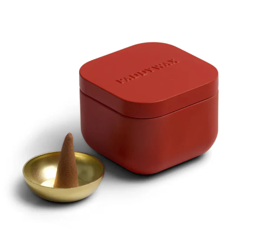 Paddywax - Poppy Cubed Metal Tin Incense Refills w/ 20 Incense Cones + Incense Cone Holder