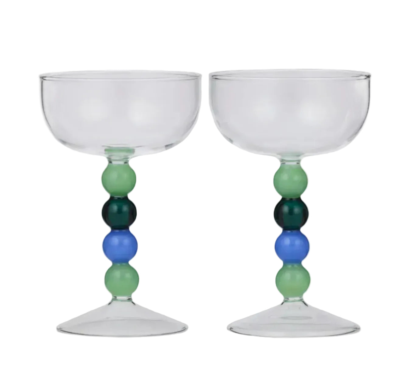 Winton Set of 2 Coupe Glasses Blue/Green