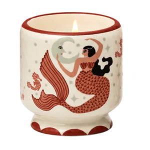 A Dopo 8 oz Handpainted "Mermaid & Moon" Ceramic w/ Printed Box - Ginger & Teak