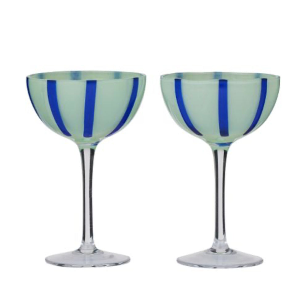 Aperitivo Set of 2 Coupe Glass Green/Blue