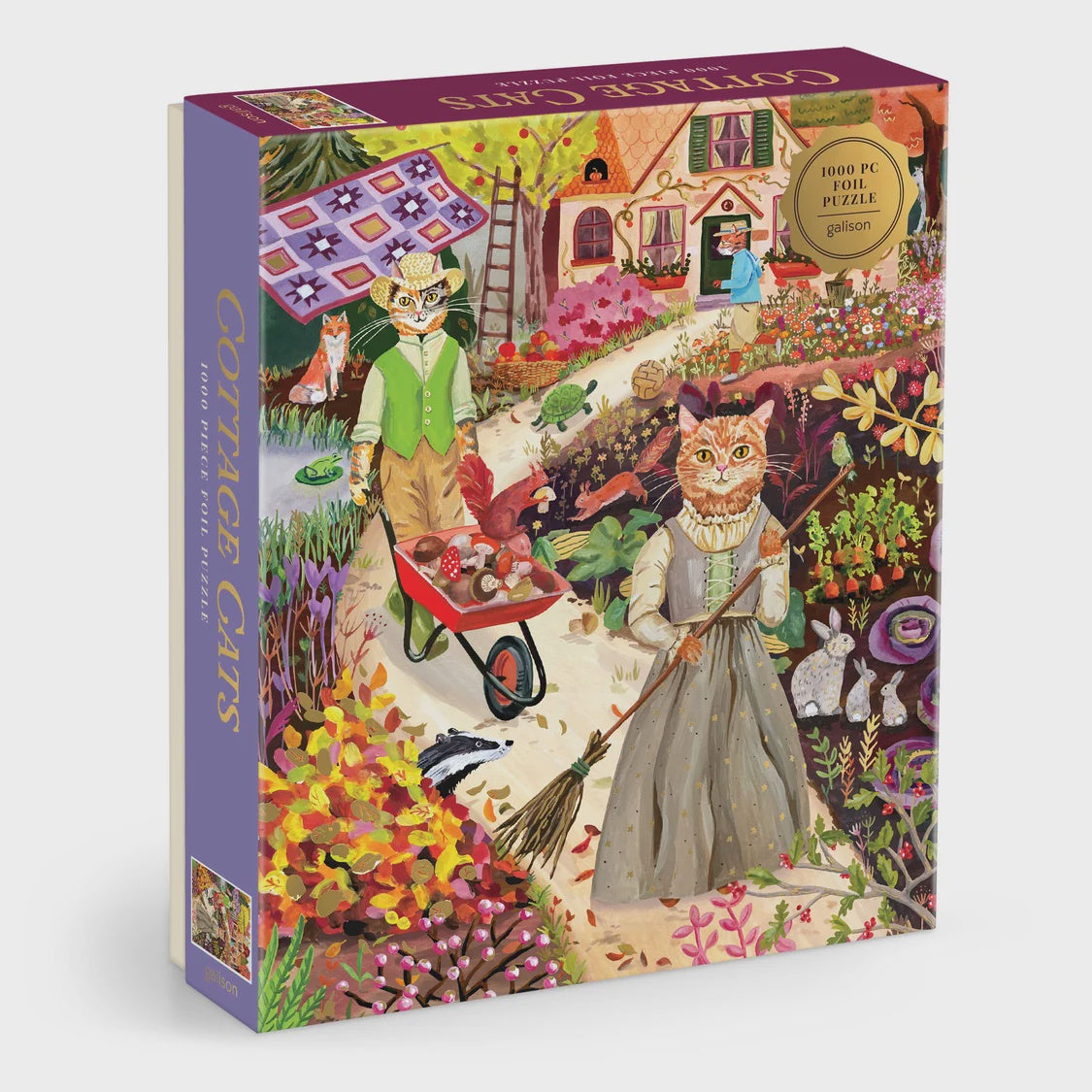 Galison Cottage Cats Foil Puzzle - 1000pc