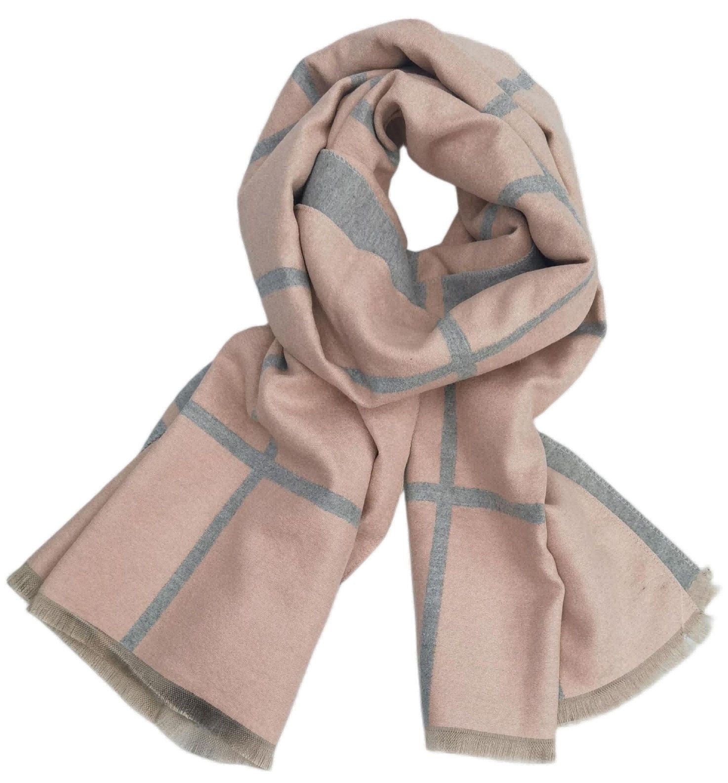 Block Scarf - Blue & Cream