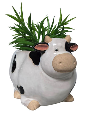 Cow Planter White and Black