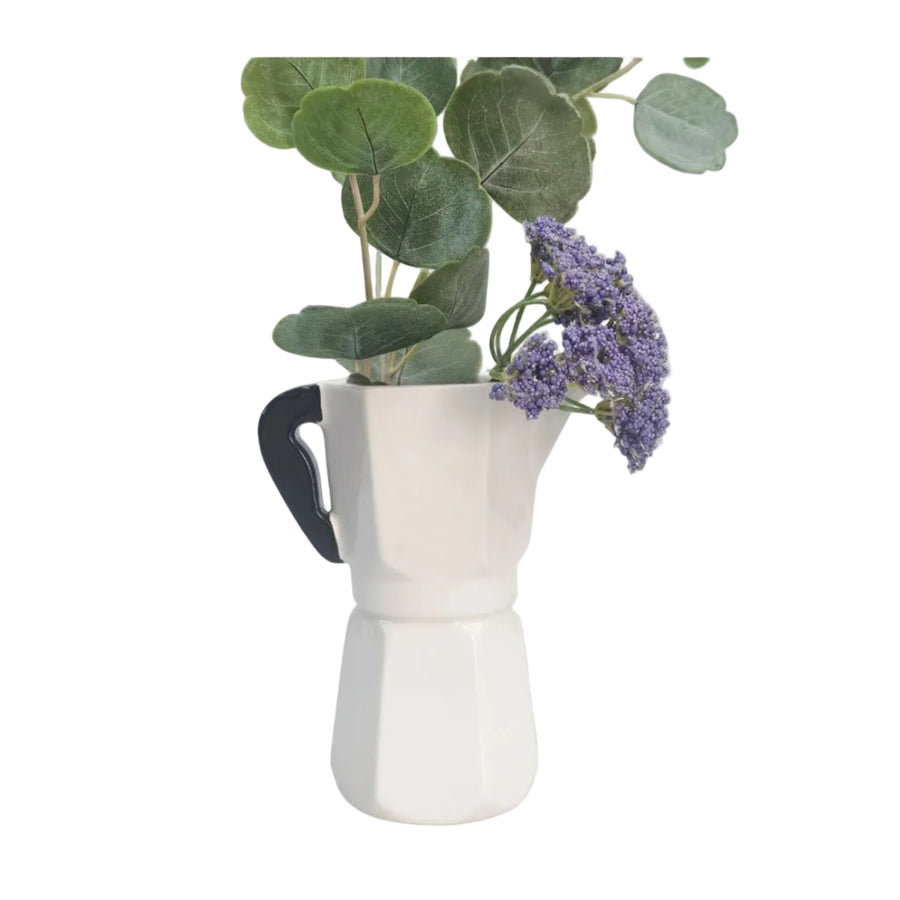 Coffee Pot Vase White 16cm