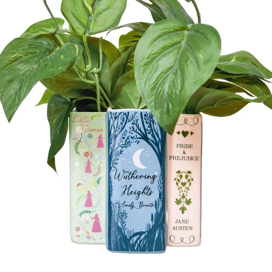 Girly Classic Books Planter Pink & Green