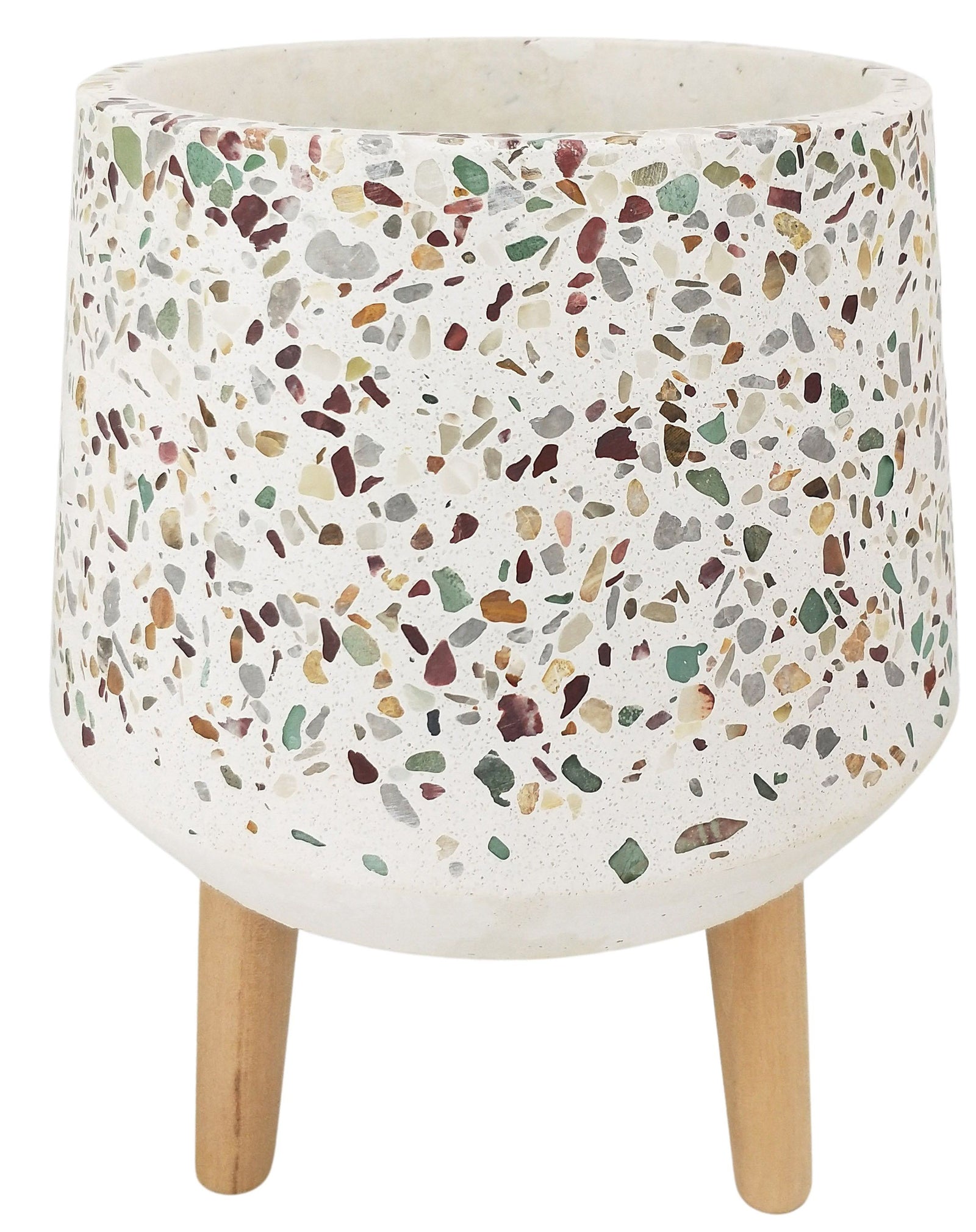 Terrazzo Planter with Legs Green & Mustard Lg 25cm