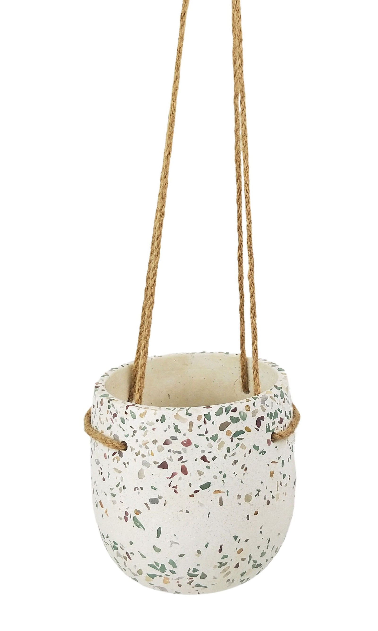 Terrazzo Hanging Planter Green & Mustard 16cm