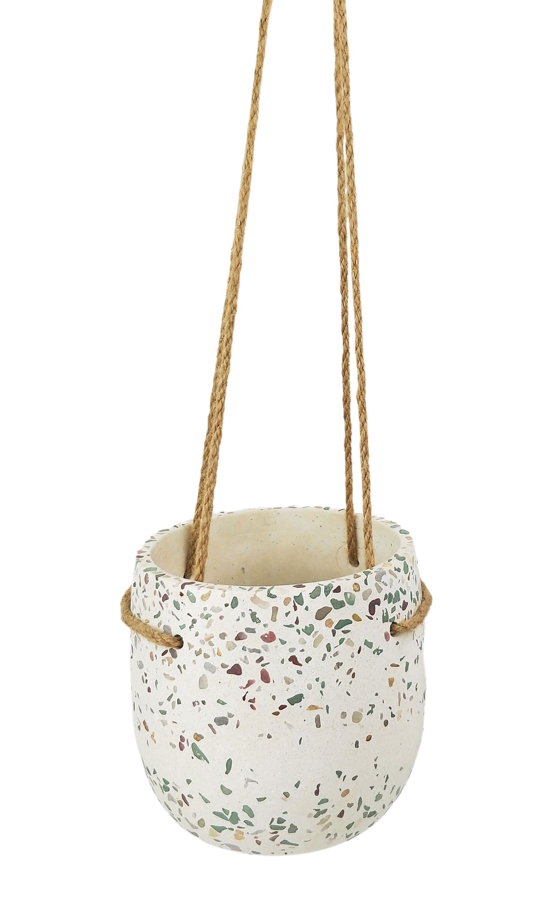 Terrazzo Hanging Planter Green & Mustard 16cm