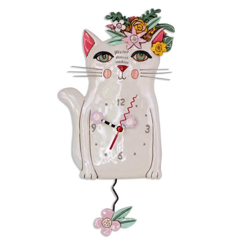Allen Designs - Pretty Kitty White Clock