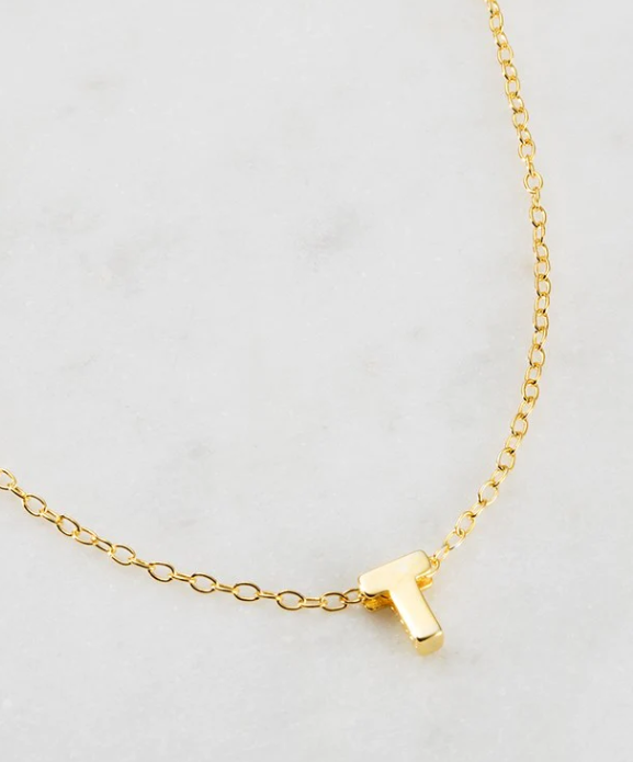 Letter Necklace (gold) - T